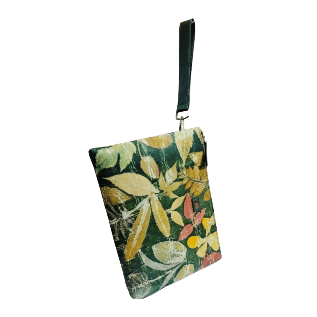Clutch Man's & Woman's Natural Color Ecoprint Genuine Leather