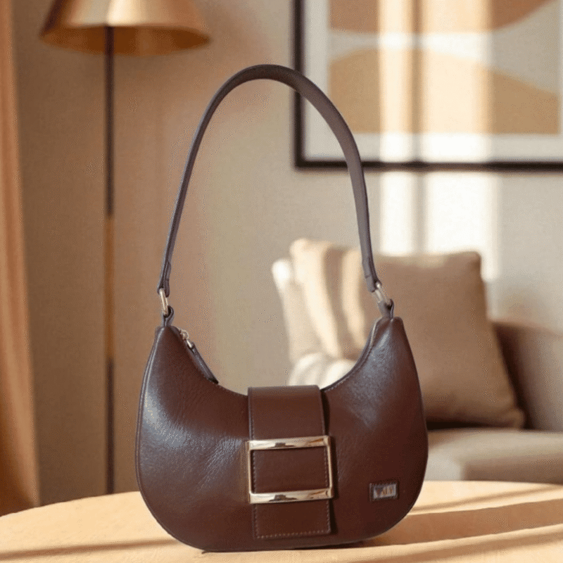 Genuine Brown Leather Women's Handbag Size S