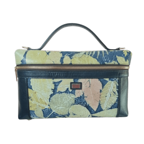 Handbag Ecoprint Genuine Leather Warna Biru Tua