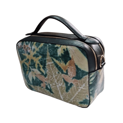 Handbag Ecoprint Daun Alam Kulit Warna Coklat